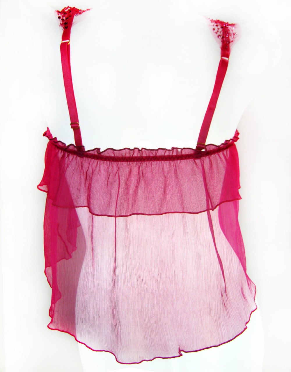 Poppy English Rose Silk Chiffon Camisole Top - Free shipping