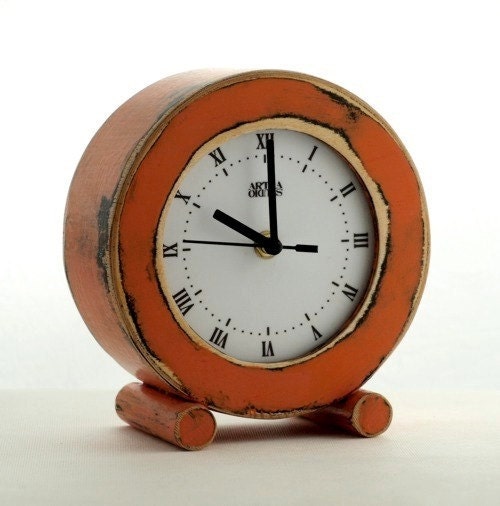 SALE - CLOCK circle oldE orange - Mothers Day Gift