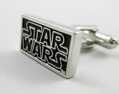 Mens Cufflinks-Fashion Cufflinks, Silver and Black Star Wars Design