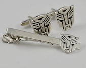 Free shipping,Copper Transformer Cufflinks- Autobot Optimus Prime Cufflinks and a Tie Clip,  with a Gift Box