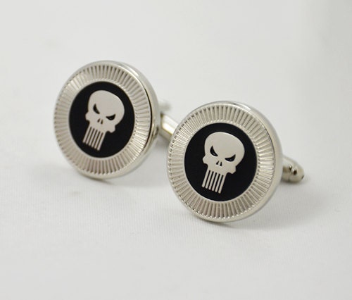Mens Cufflinks- Fashion Cufflinks, The Punisher Design, with a Gift Box