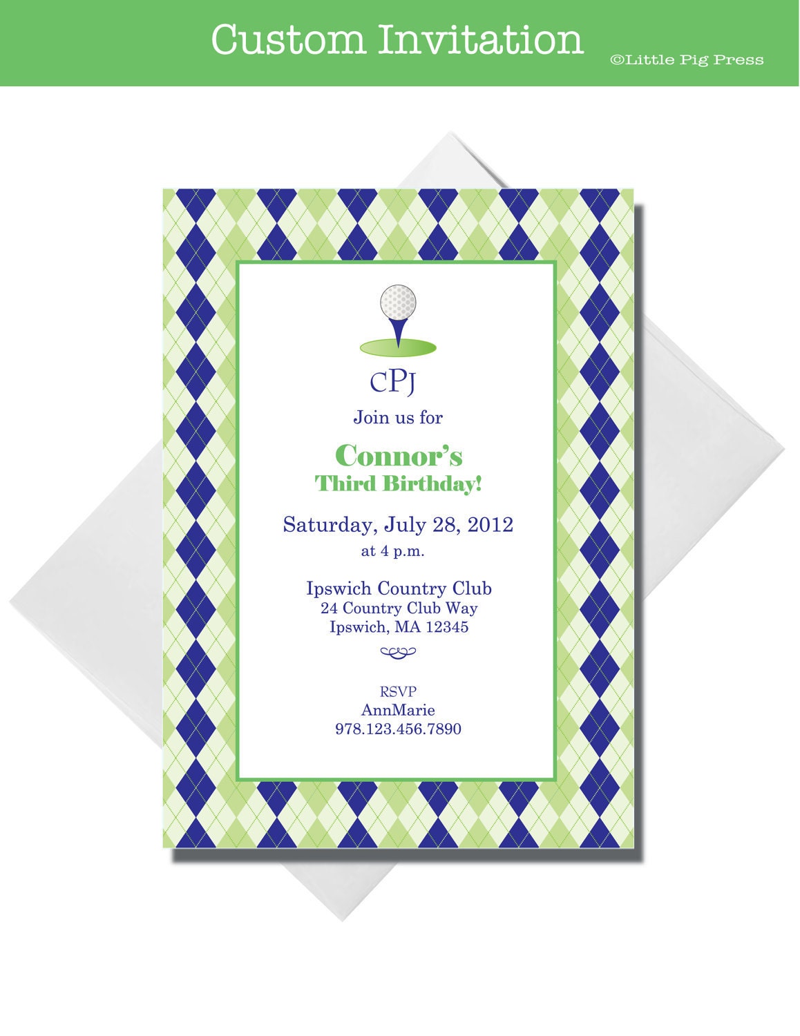Golf Party - Custom Invitations -- Set of 10