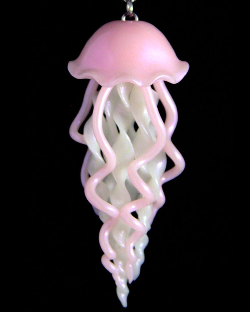 Pink Jellyfish Necklace, Jewelry, Handmade