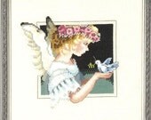 Framed Hand Stitched 2000 Christmas Cherub