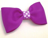 Royal Purple and White Polka Dots Bow  Hairclip