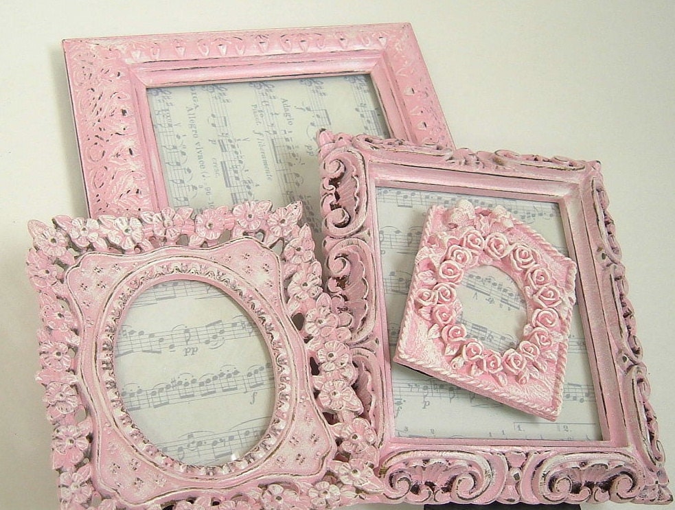 Shabby Chic Frames Pink Frame Set Ornate Frame Wedding Home Decor
