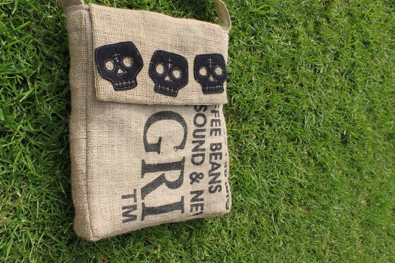FINCH upcycled coffee sack bag 'dia de los muertos'