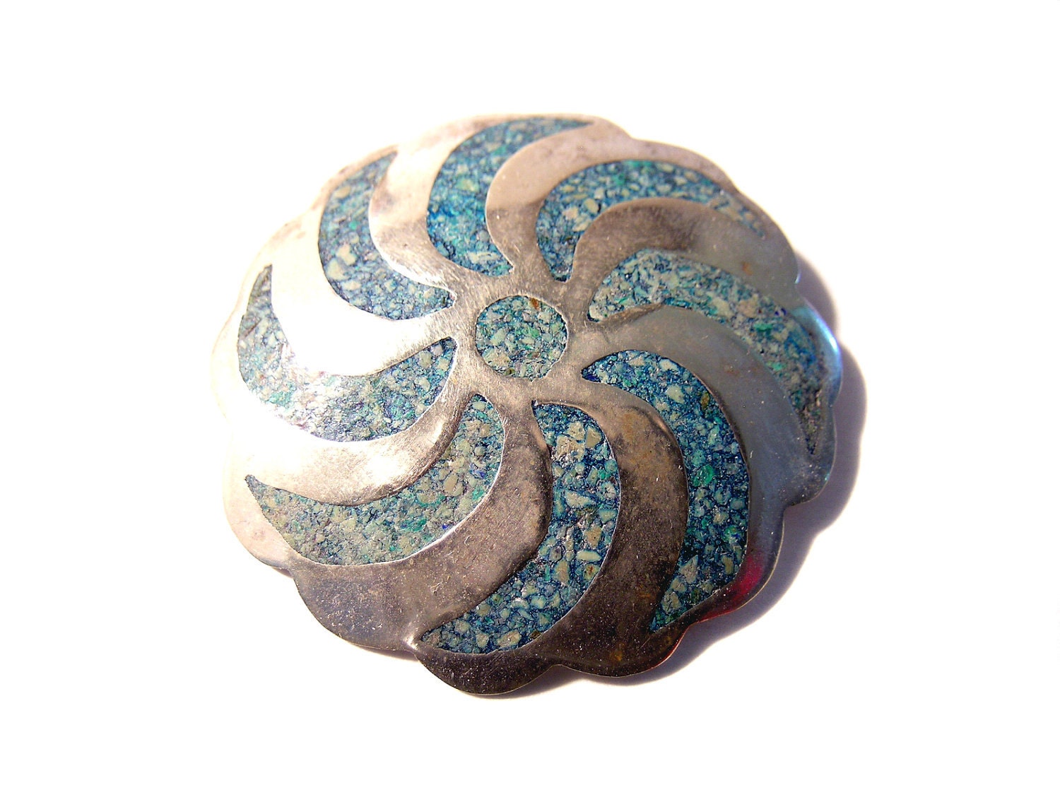 RESERVED For Viviana Altman Sterling Silver Brooch Mexican Silver Turquoise