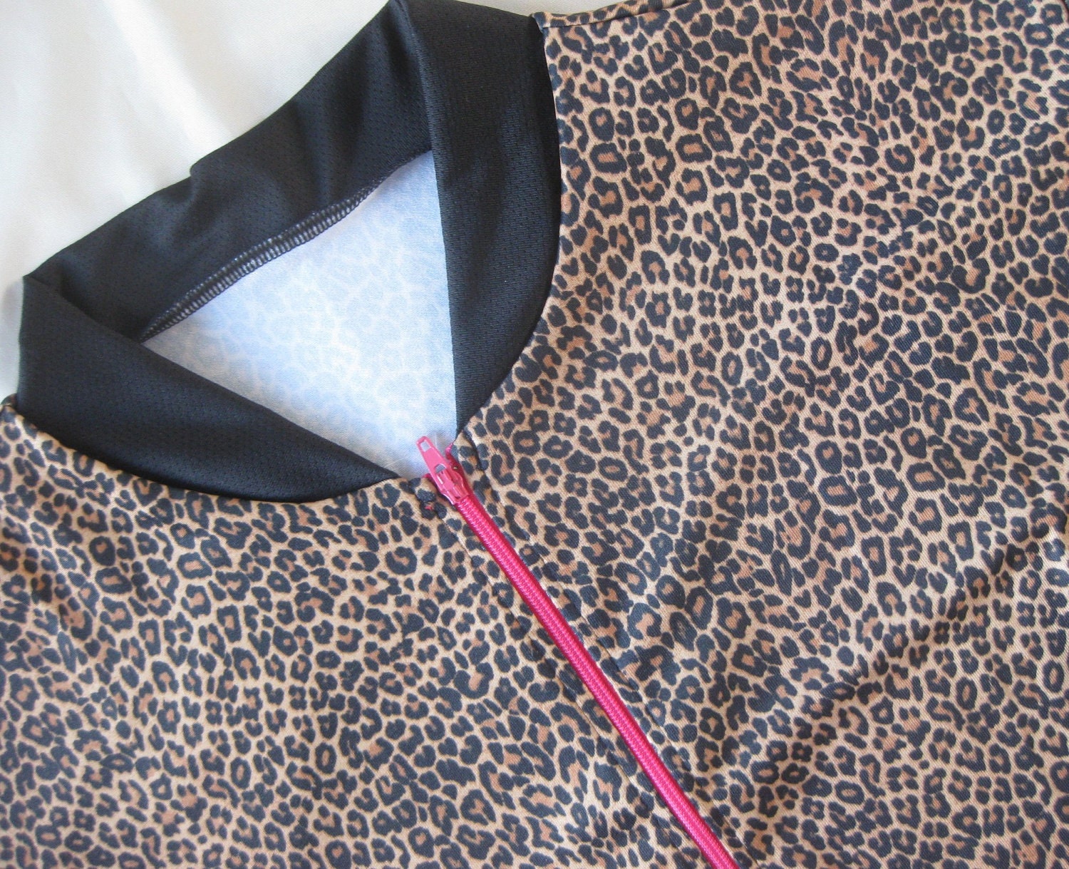 LARGE- Women's Cycling Jersey Top-Short Sleeve Baby Leopard