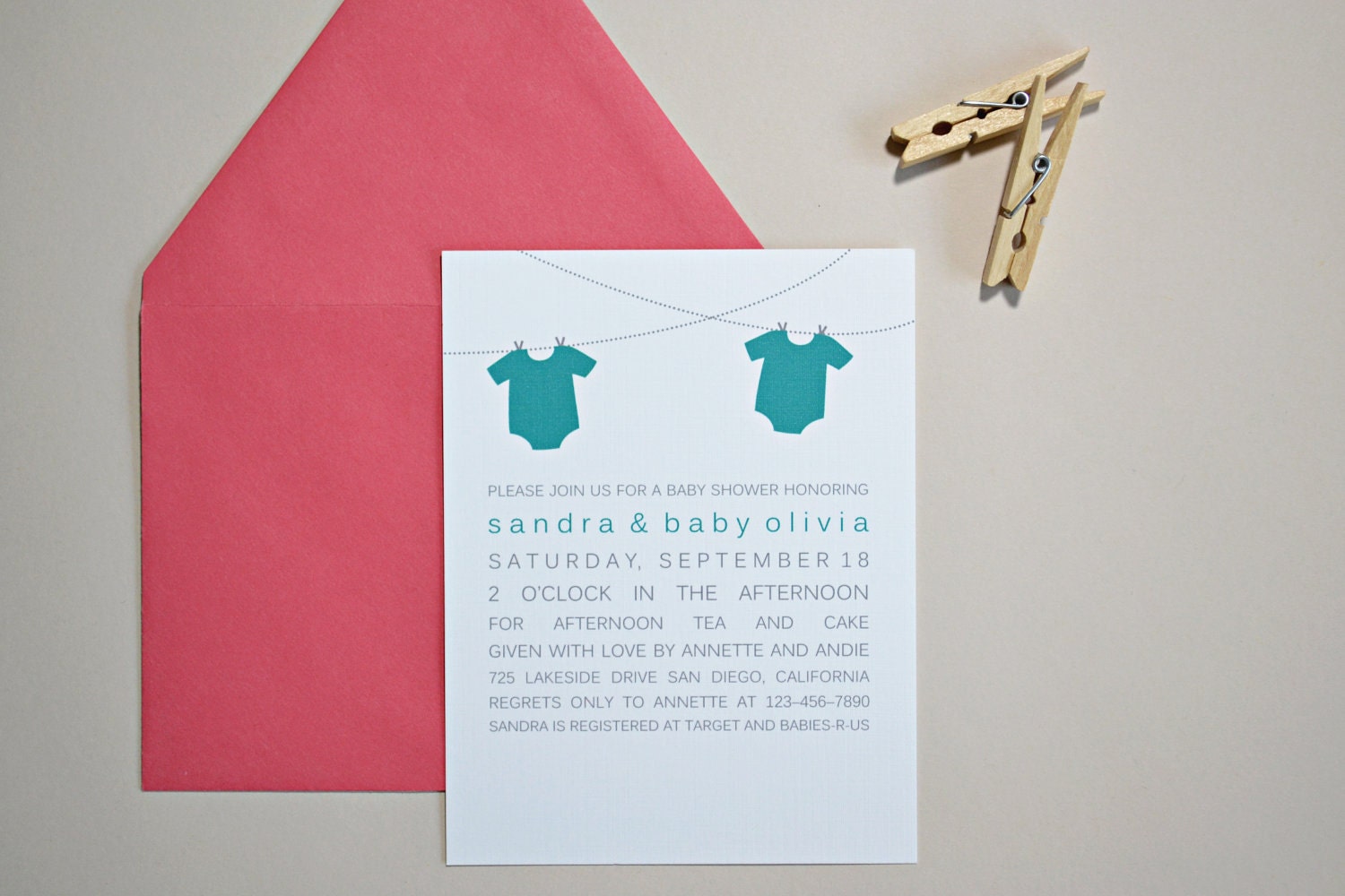 Baby Laundry Invitations - Choose Your Colors