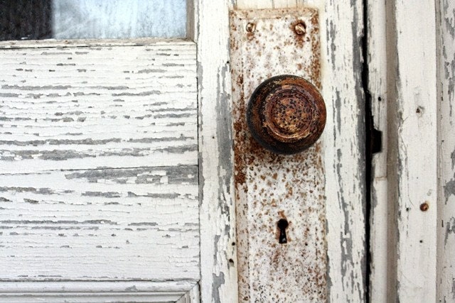 Sea House - 8x10 Fine Art Photograph - Weathered Cottage Door, Beachy Home Decor in Shades of Natural White and Rust