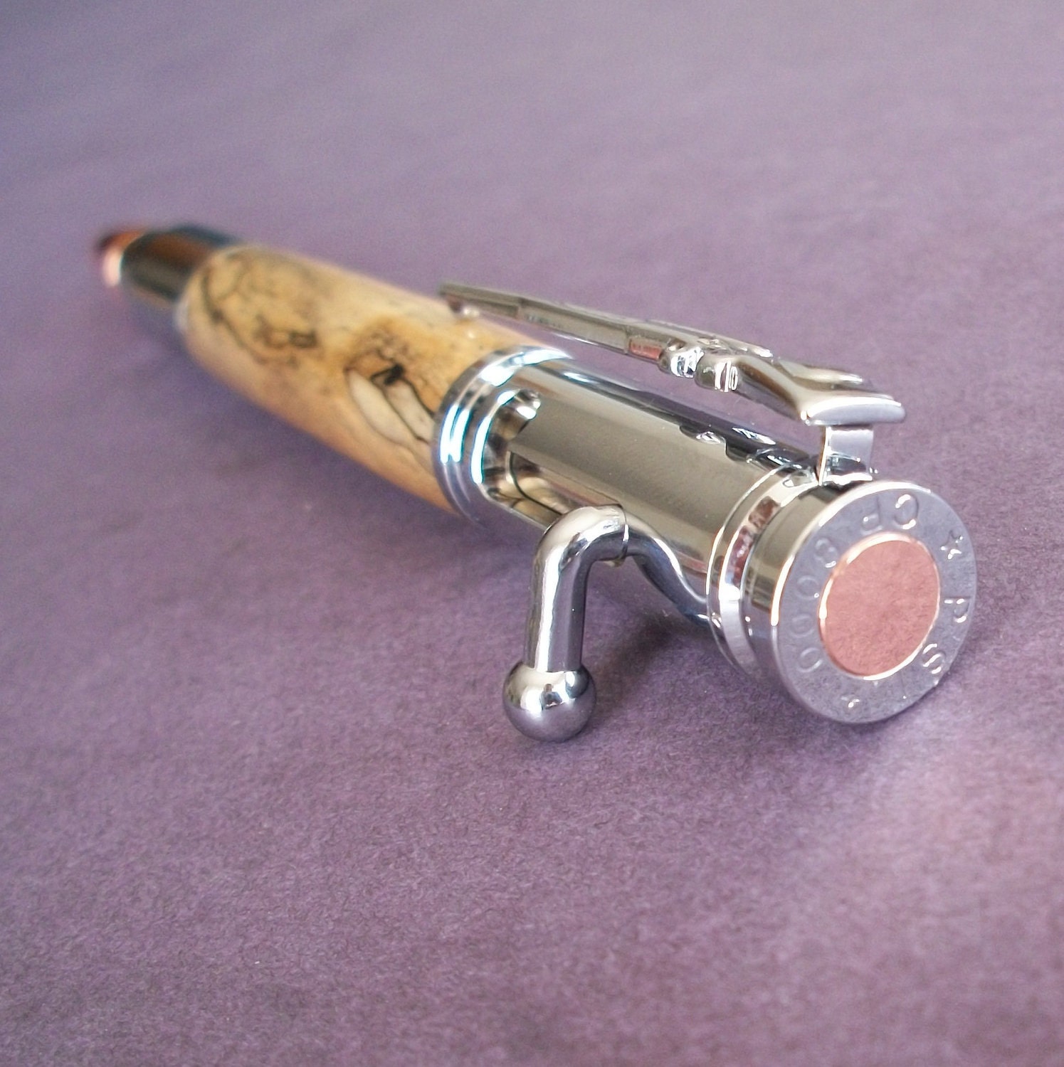 Bolt Action Bullet Pen, 30 Cal, Spalted Tamarind Wood