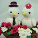 Customise Birds Love Wedding Cake Topper with Red and White Floral Nest