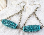 the infinite YES earrings - turquoise - black - dangle chain - bohemian