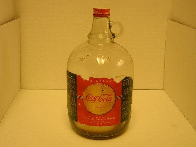 coca cola glass gallon jug