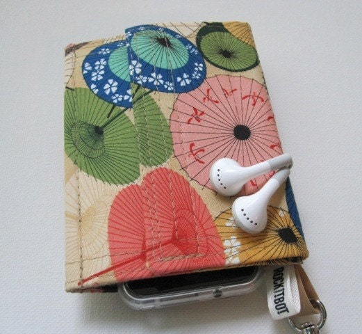 Escape Pod Wallet in Paper Parasol- Perfect for iPod, iPhone, Droid, Zune, Blackberry, most digital cameras, cell phones, earbuds, credit cards and more