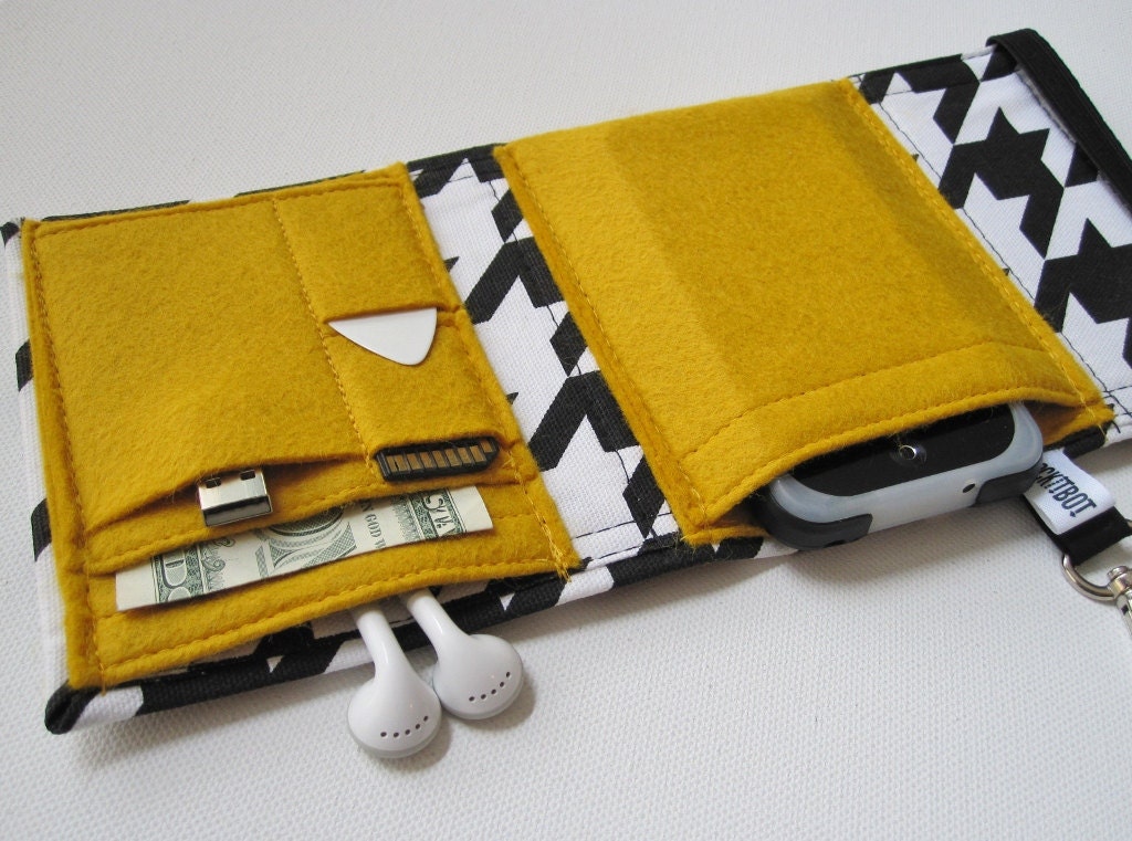 Nerd Herder gadget wallet in Hey Lady for iPod, Droid, iPhone, camera, earbuds, SD cards, USB, batteries, guitar picks, IDs, cards