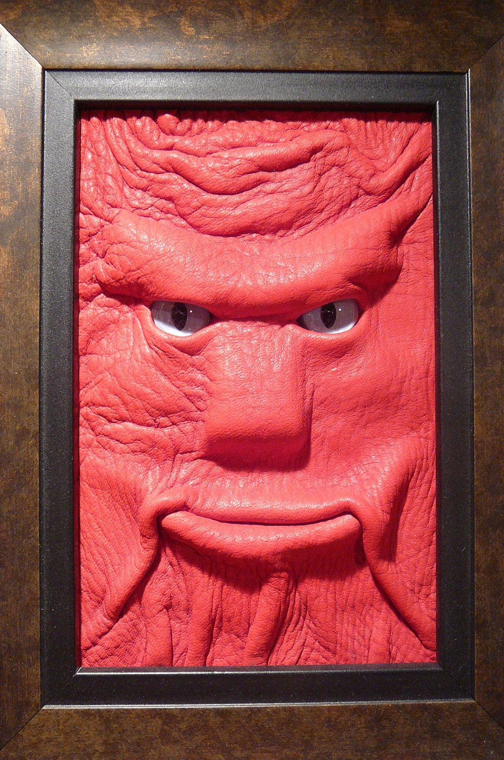 Monster Portrait: Barrowhin--framed Red leather Face
