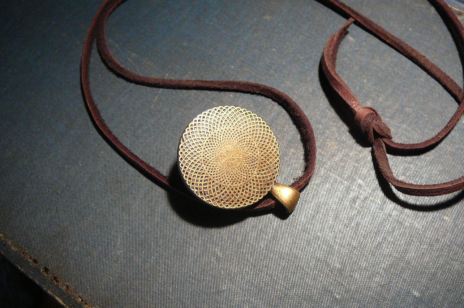 Large Zombie eye Necklace (Tan eye in antique brass bezel)