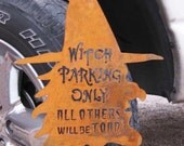 Witch Parking Only Steel Metal Garden Sign