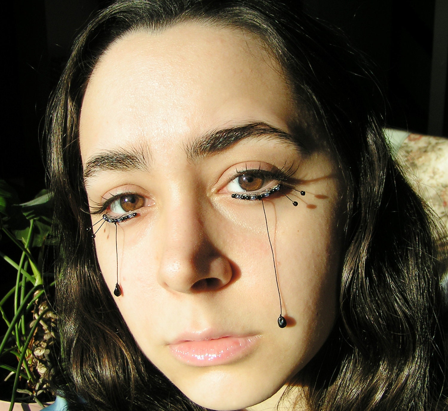 False Eyelashes - emo, gothic, sad mascara tear drops - Eyelash Jewelry