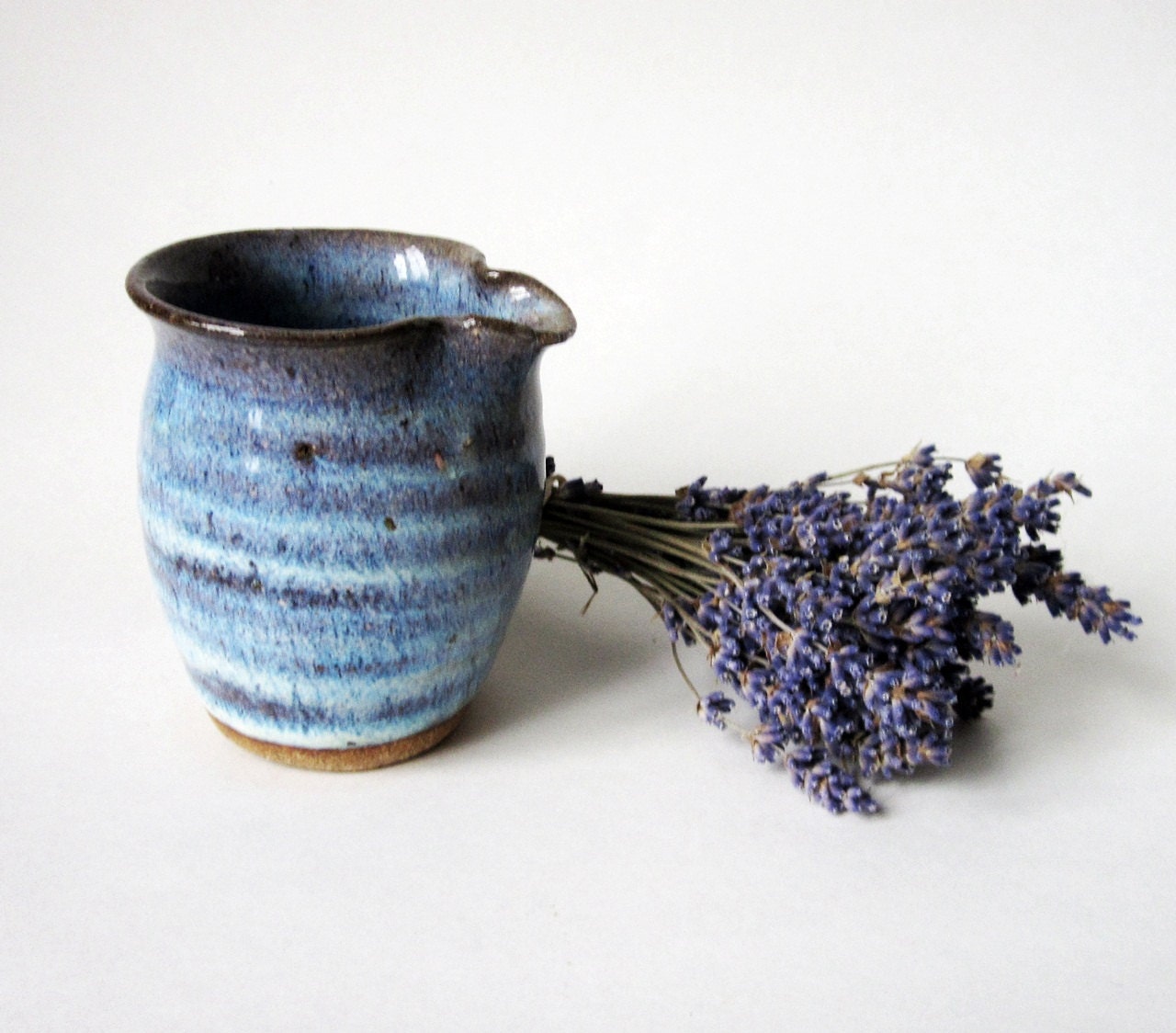 Handmade Pottery Creamer -Blue Glaze - no Handle