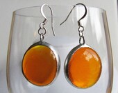 Pumpkin Halloween Sunset Orange Stain Glass Earrings, Autumn glass jewelry