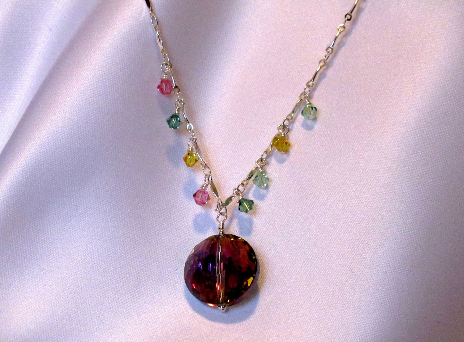 Pink Sparkle Chinese Crystal Necklace, Ready to Ship, Gift under 20