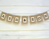 COUPLES NAMES Burlap Banner, Custom Colors Available, Names up to 11 Letters