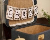 CARDS Burlap & Lace Wedding Banner, Custom Colors Available