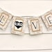LOVE & DATE Wedding Garland, Burlap and Lace Banner, Save the Date Photo Prop, Custom Colors Available