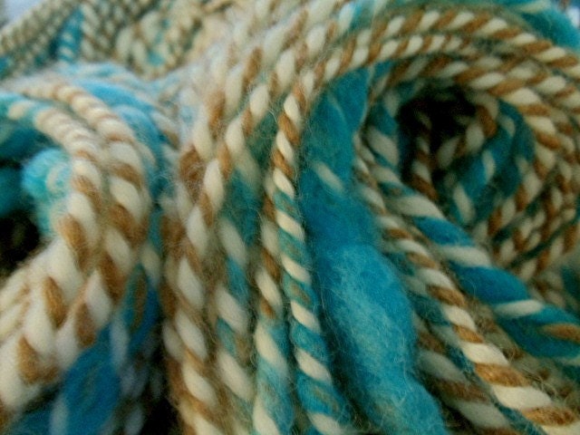 Handspun Alpaca and Wool Bulky Art Yarn 116 Yards " Beachcomber " (More Skeins Available on Page 3 in Separate Listing)