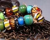 Lifecycle of the Monarch butterfly set - Handmade Lampwork Bead Set (13) By Sra Artist Payton Jett