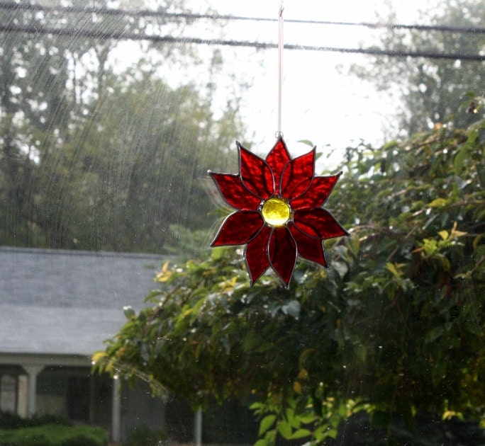 Stained Glass Suncatcher Pointsettia