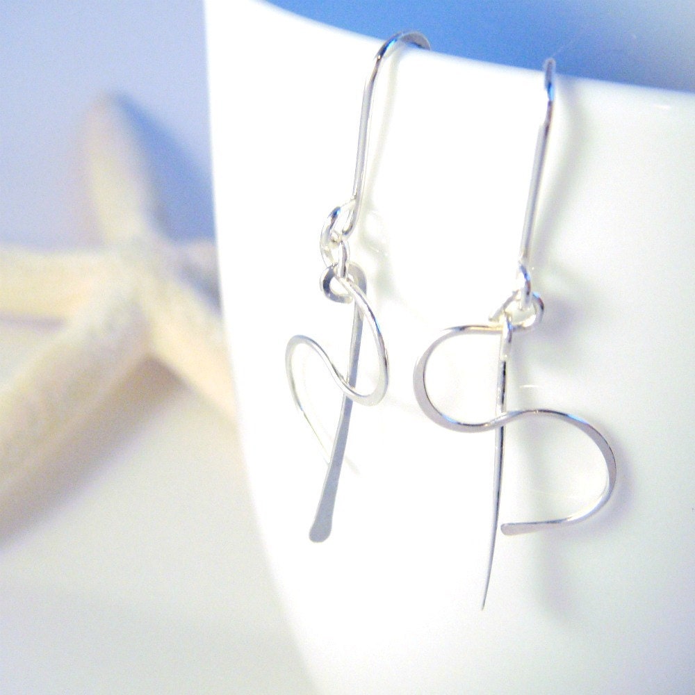 Sterling Silver Earrings, Modern, Abstract, Contemporary Shape