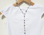Lariat Necklace Purple Crystal, Grey Crystal, Silver Lariat Necklace