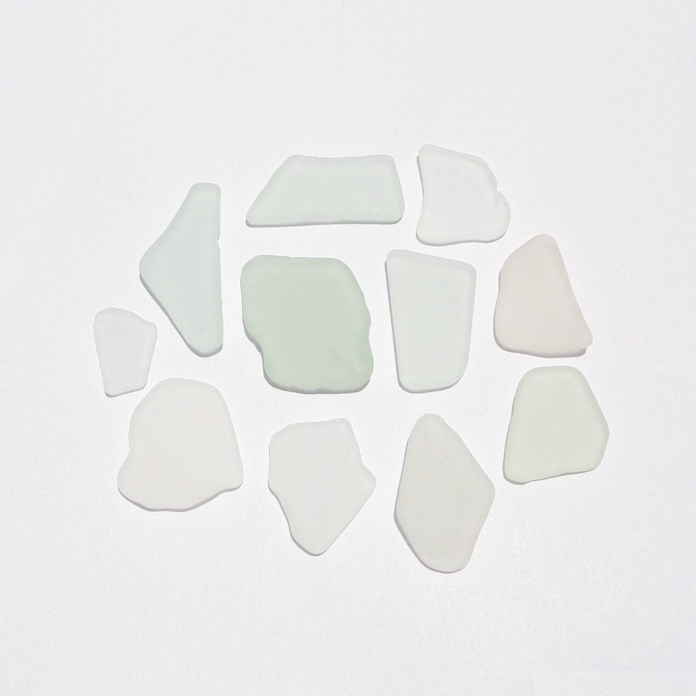 Genuine Found Sea Glass Frosted White Thin Surf Tumbled for Jewelry Making