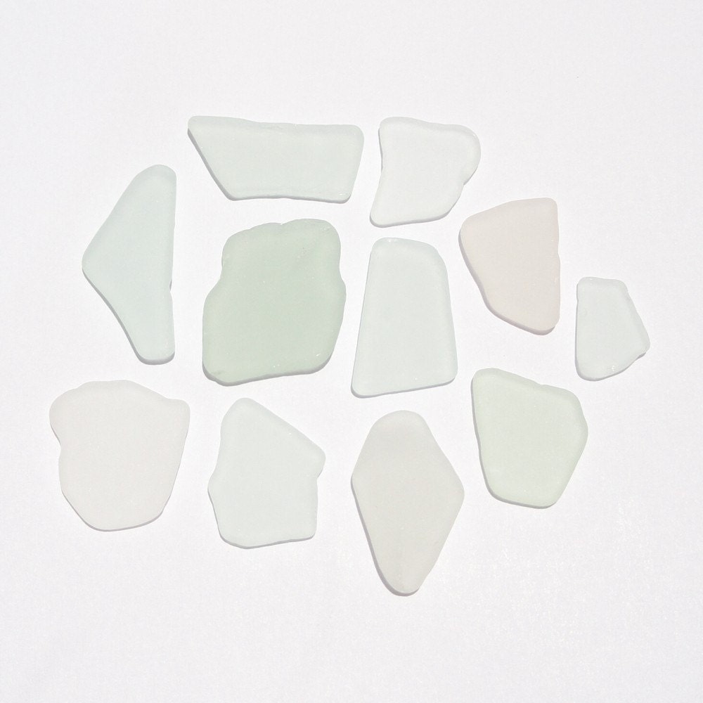 Genuine Found Sea Glass Frosted White Thin Surf Tumbled for Jewelry Making
