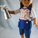 American Girl Gardening Doll Clothes Blue 4 Piece Apron Outfit Set for 18 inch Dolls