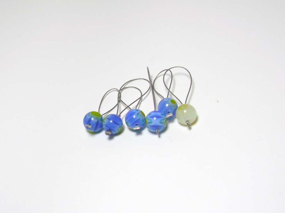 blue stitch markers flowerd