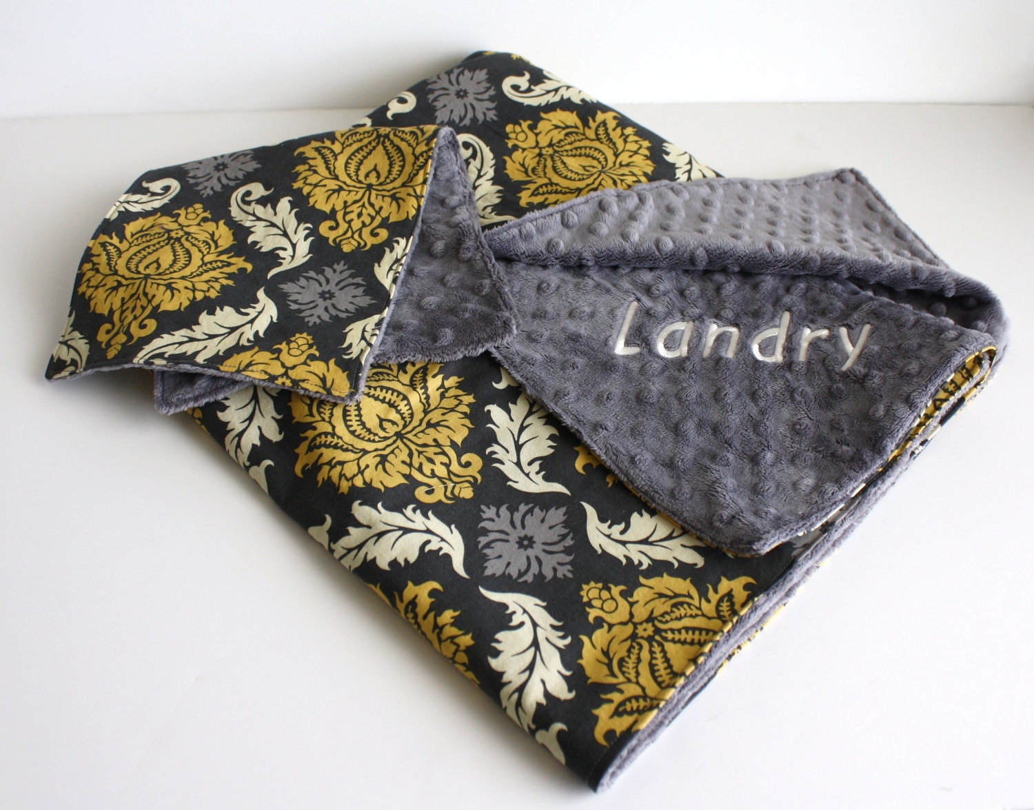 Minky Baby Blanket and Burp Cloth set to match Mommy Moxie Maternity Hospital Gowns