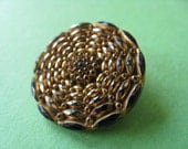 Vintage Black Glass with Gold Luster and Four Way Box Shank