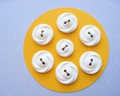 7 Vintage Buttons Pure White Swirls