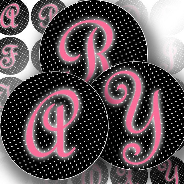 Alphabet letters digital collage sheet 1.5 inch circle digital art paper jewelry making  supplies printable download (118) BUY 3 GET 1 FREE
