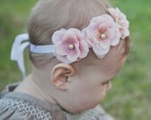 Flower Girl Headband, Flower Girl Crown, Pink Floral Crown, Flower Girl Halo, Headband, Pearls