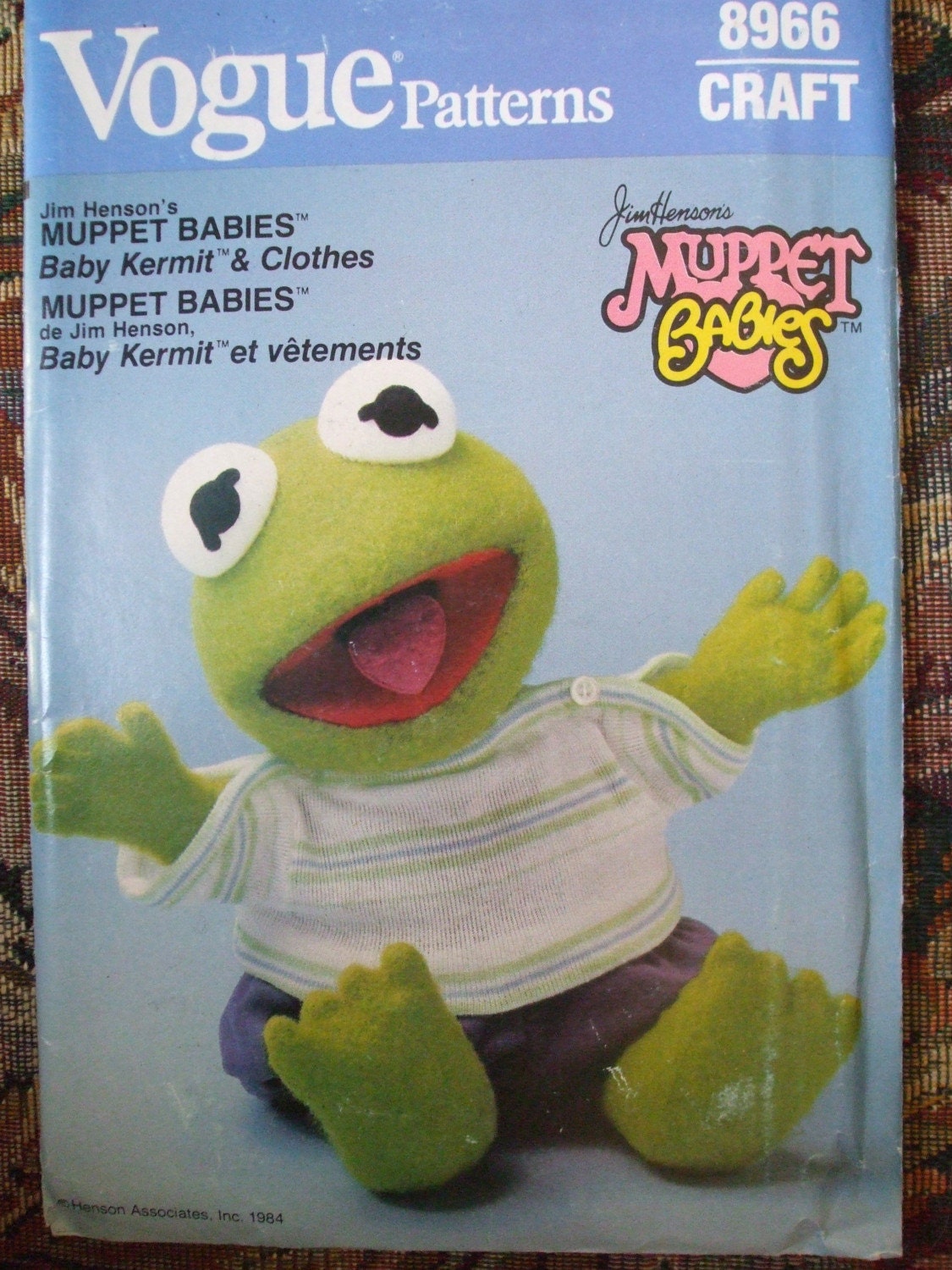Baby Kermit Doll and Clothes Sewing Pattern Vogue 8966 UNCUT