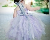 Flower Girl Tutu Dress-Bustle Style Princess Tutu and Satin Halter Top Outfit----Weddings-Pageants-Portraits