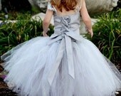 Gray Flower Girl Tutu Dress--Skirt and Top Set--Full of Glitter--Perfect for Weddings, Portraits and Pageants
