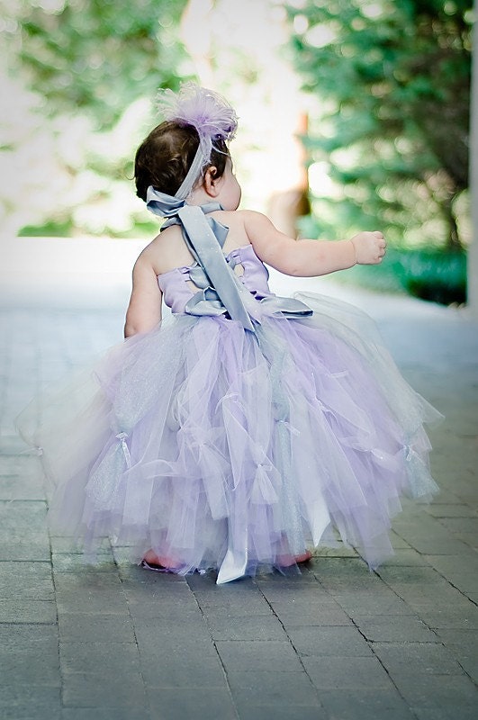 Flower Girl Tutu Dress-Bustle Style Princess Tutu and Satin Halter Top Outfit----Weddings-Pageants-Portraits