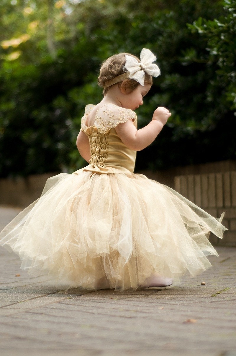 Reserved for clintracs-----Limited Edition---Glittering Golden Girl Tutu Set-----Full of Glitter and Antique Lace-----Perfect for Weddings or Portraits